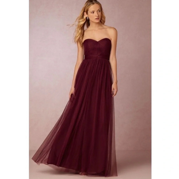 Jenny Yoo Black Cherry Tulle Annabelle Feminine Bridesmaid Dress - Picture 2 of 16